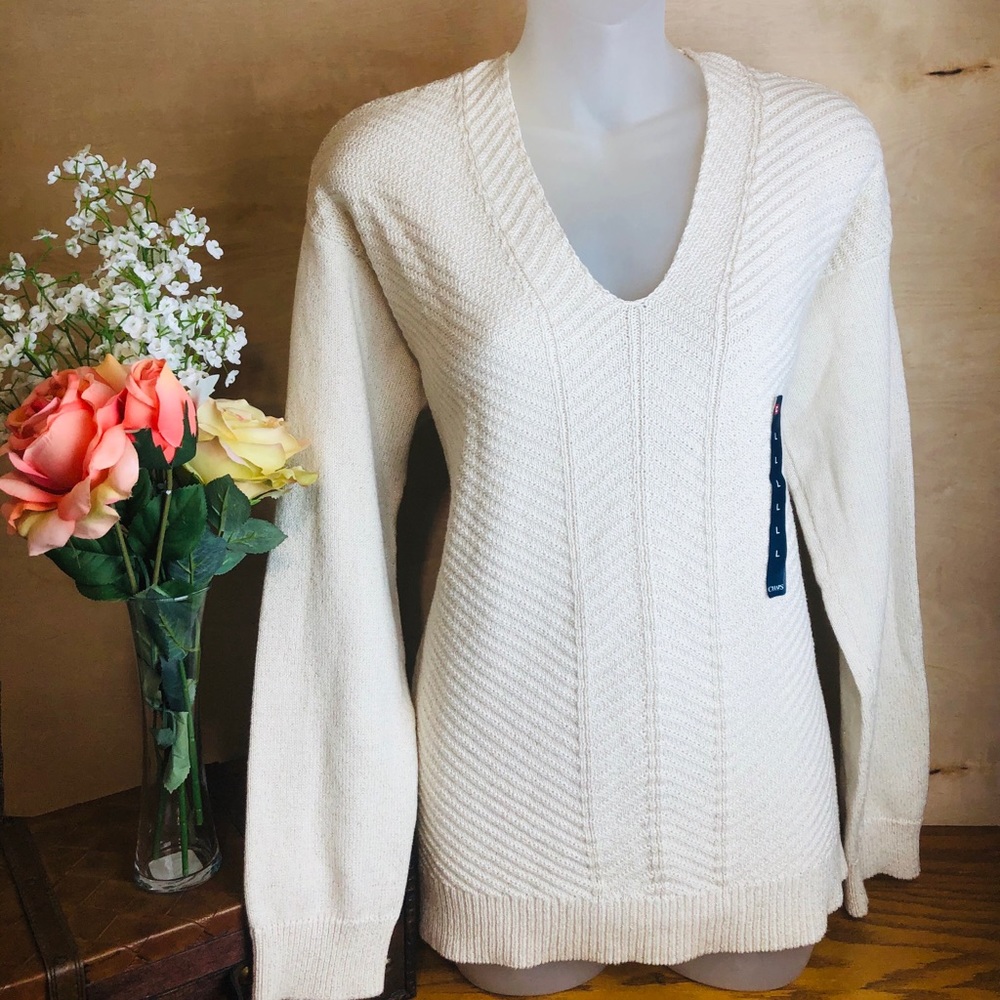 Chaps Chevron vneck Sweater L